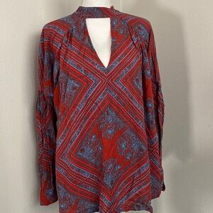Free People dress/tunic. Very colorful reds and blues.